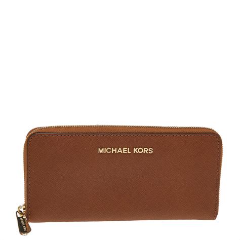 michael kors brown zip around wallet